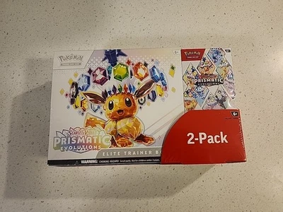 Pokemon TCG Prismatic Evolutions ETB with Booster Bundle Costco 2-Pack Sealed